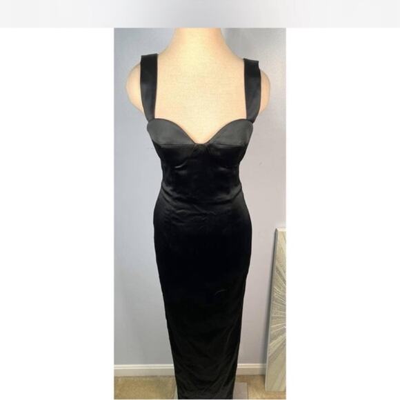 SAU LEE Palmela Sweetheart Neckline Bodycon Black Maxi Dress Size 2 - Picture 3 of 8